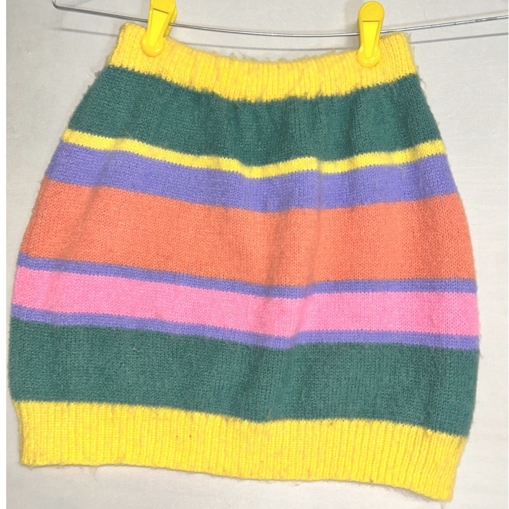 AKIRA Striped Fuzzy Sweater Knit Mini Skirt L